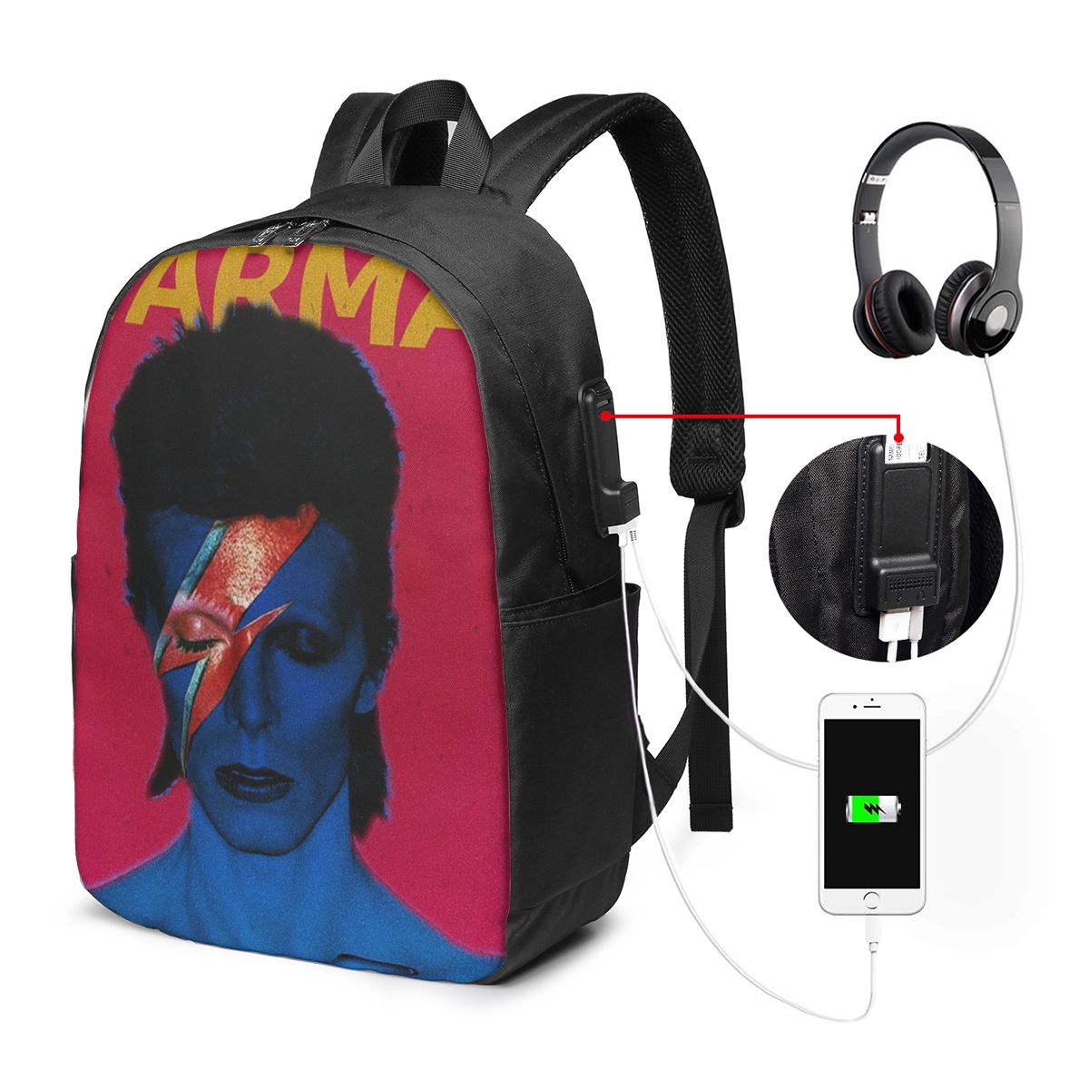 Laptop Bag - Mochila Davids Bowied para viagem, bolsa