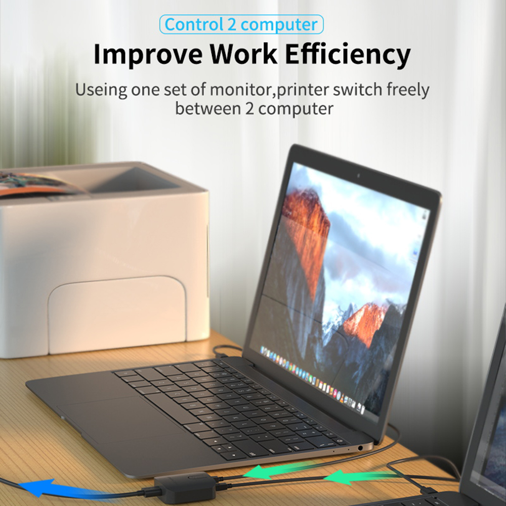 Dual USB 2.0 KVM Switch Box, 2 - Laptop Mouse avaliação e preço